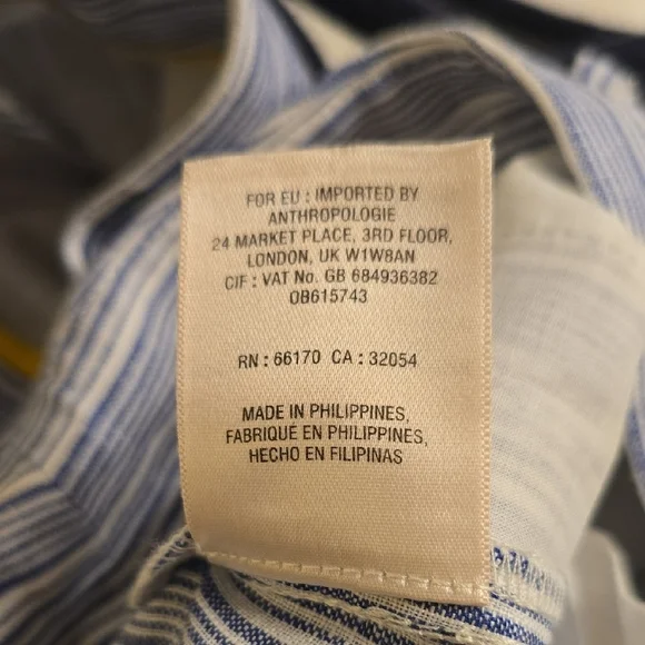 Anthropologie Elevenses Wide-Leg Pants in Light Blue and White Linen Size 6 - Picture 14 of 16